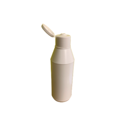Vit plastflaska m. klapplock, 250 ml.