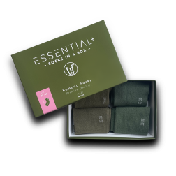 Essential+ bambus strumpor, 4 socks in a box, Green Collection