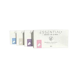 Essential + Bamboo strumpor, 4 par, Socket / Footies, Vit - Välj storlek